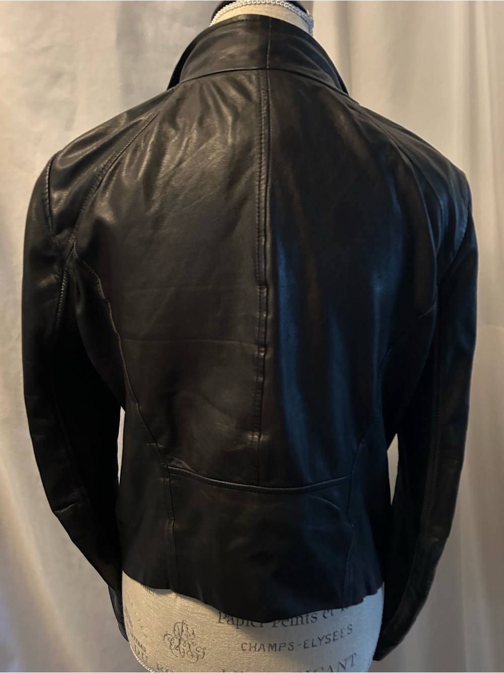 Black Leather Asymmetric Zip Women's Jacket - Picture 5 of 6